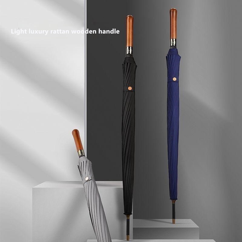 Golf Umbrella - Automatic Wooden Handle Umbrella 16 Ribs